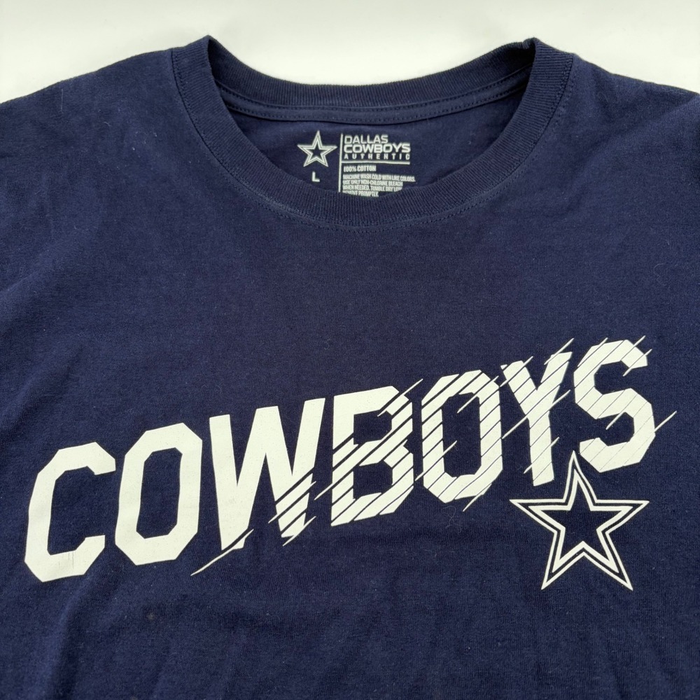 Dallas Cowboys Authentic T Shirt Men's‎ Large Navy Blue Cotton NFL Football